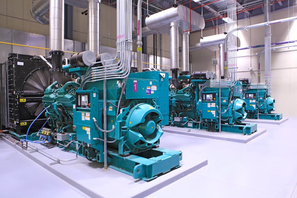 Rows of generators in a large open room