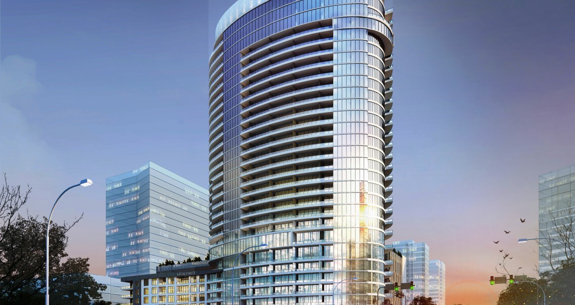 Rendering of a cutting-edge, high-rise building