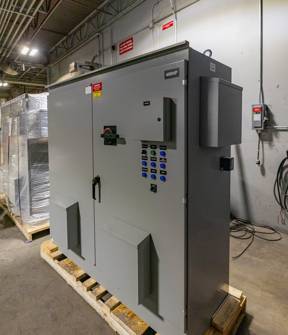 single view of a large prefabricated electrical control panel