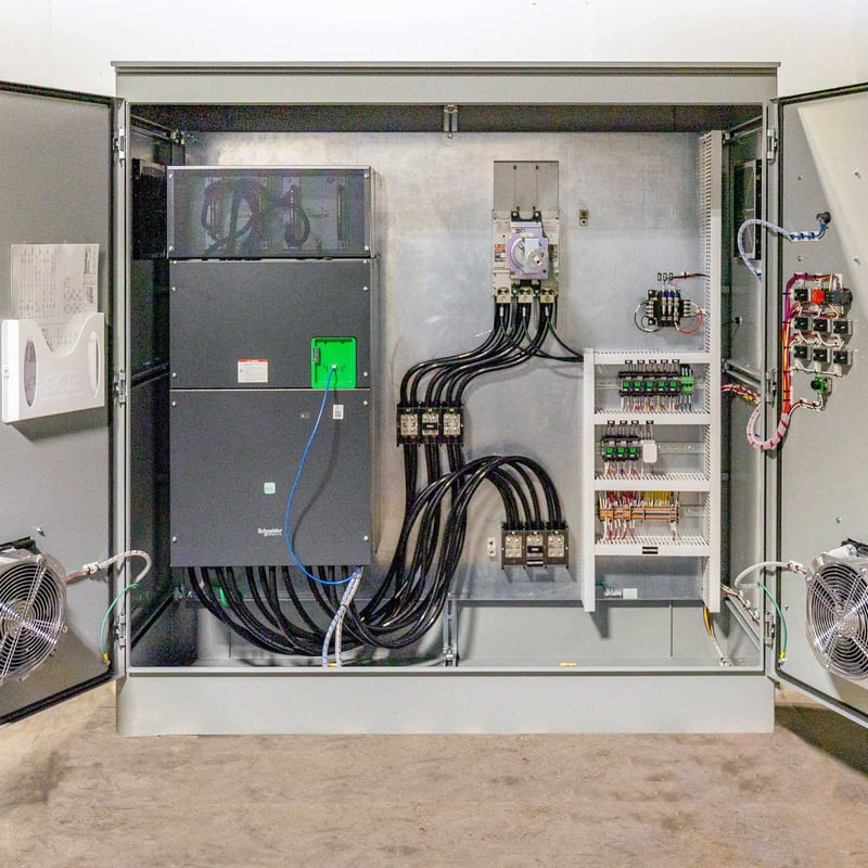 large controls panel opened with a complex automations system