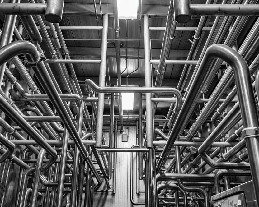 intricate metal conduit systems